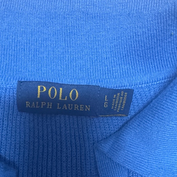 Polo by Ralph Lauren Bright Blue V-Neck Polo Sweater with Red Pony - Picture 2 of 3